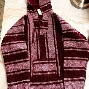 Vintage Hoodie Hippie Drug rug  Size Medium Festival Multi color Warm Winter Red